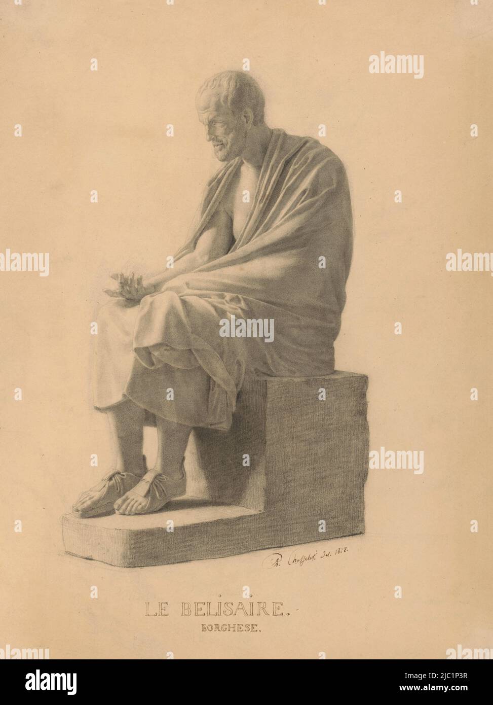 Sitting old man, draughtsman CharlesAbraham Chasselat, , 1812, paper