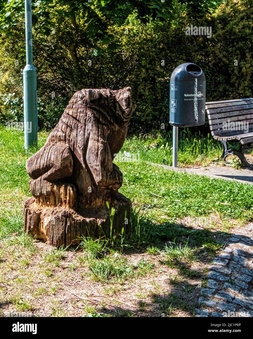 Weathered wooden sculpture in Children's play area, Horst caspar Steig, Gropiusstadt-Berlin,Germany Stock Photo