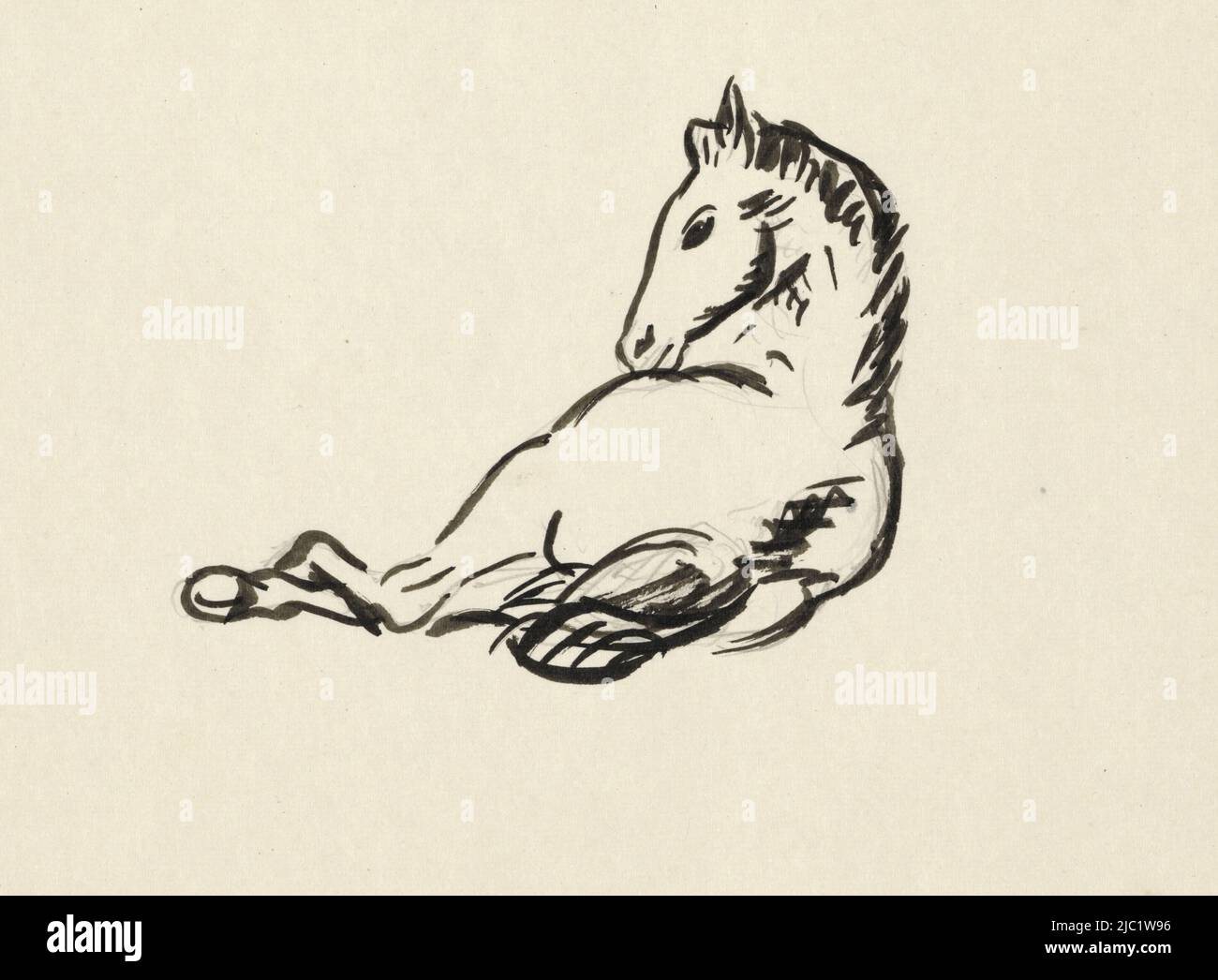 Sketch foal lying down, Untitled (sketch horse lying down) for
