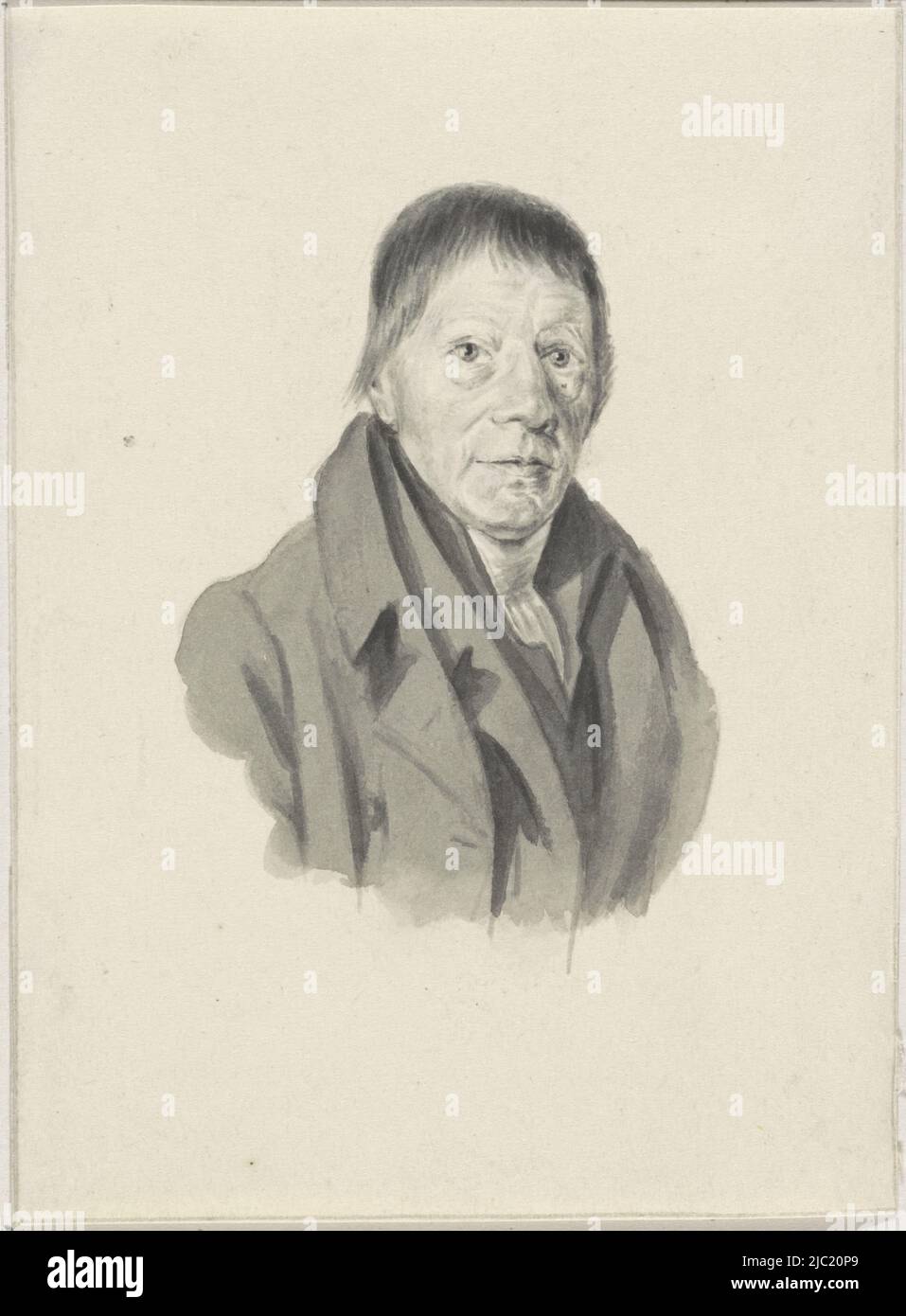 Portrait of Hermanus Numan, draughtsman: Jan Simon Voddigel, Caspari, 1830 - 1862, paper, brush, h 122 mm × w 90 mm Stock Photo