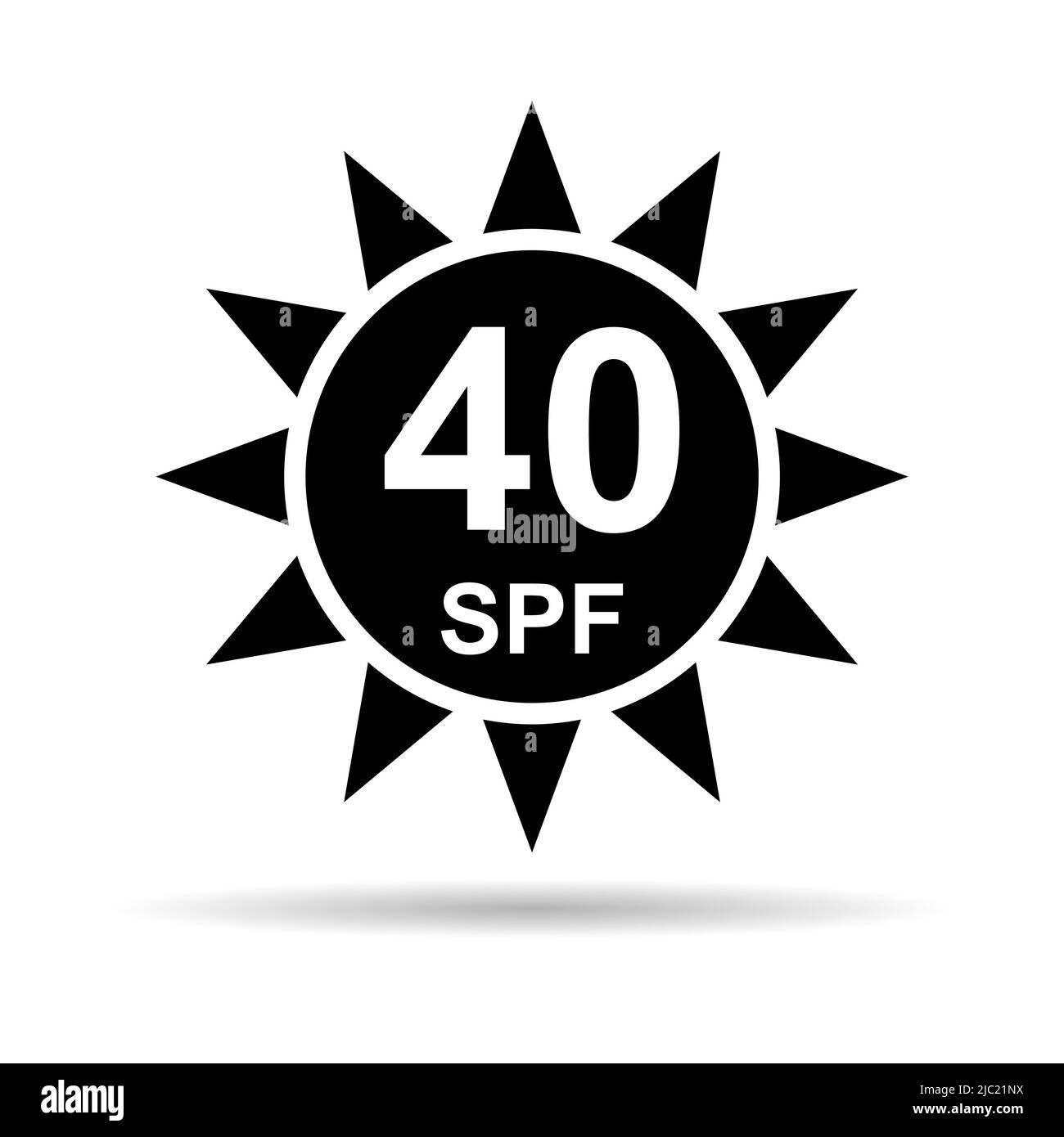 Sun protection factor 40 icon shadow, uv radiation block symbol, sun protect skin vector