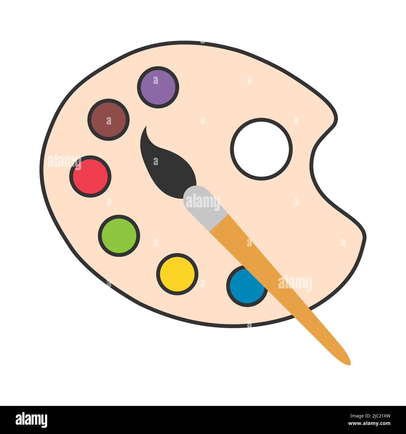 Flat art tool palette with paints color, artist web design graphic ...