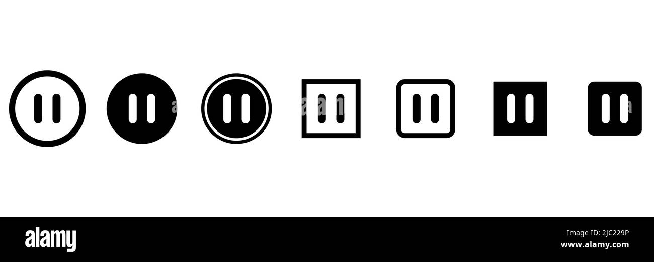 Set of Stop and pause icon, interface media button, internet player ...