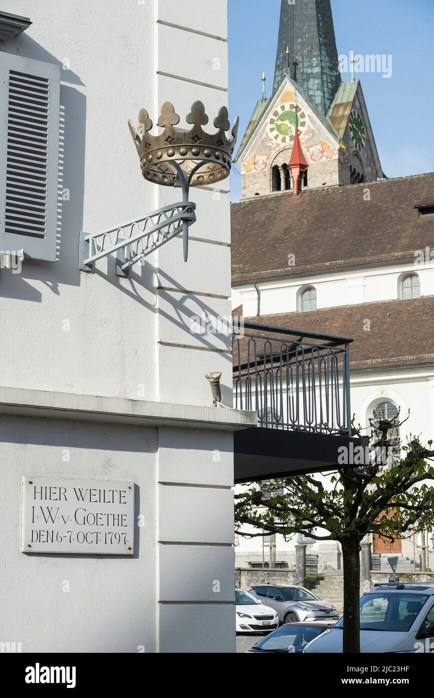 Plaque commemorating the stay of Johann Wolfgang Goethe in Stans, Canton Nidwalden. Switzerland Stock Photo