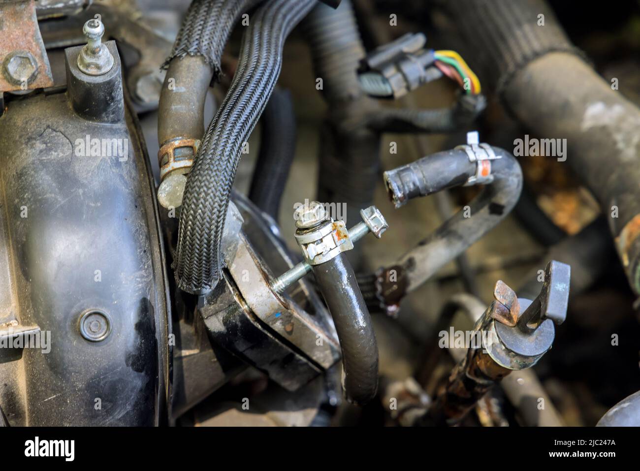 Throttle pipe with mechanic replacement throttle body Stock Photo Alamy