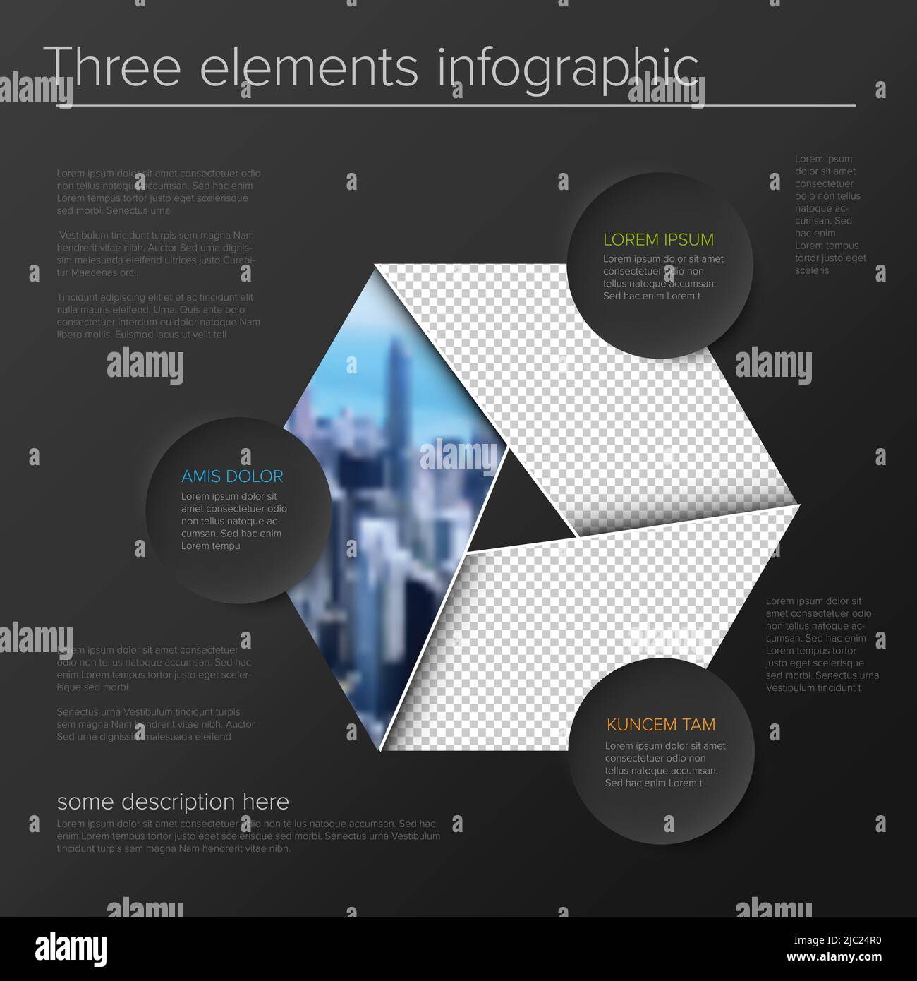 Vector Simple infographic template with three photo placeholders
