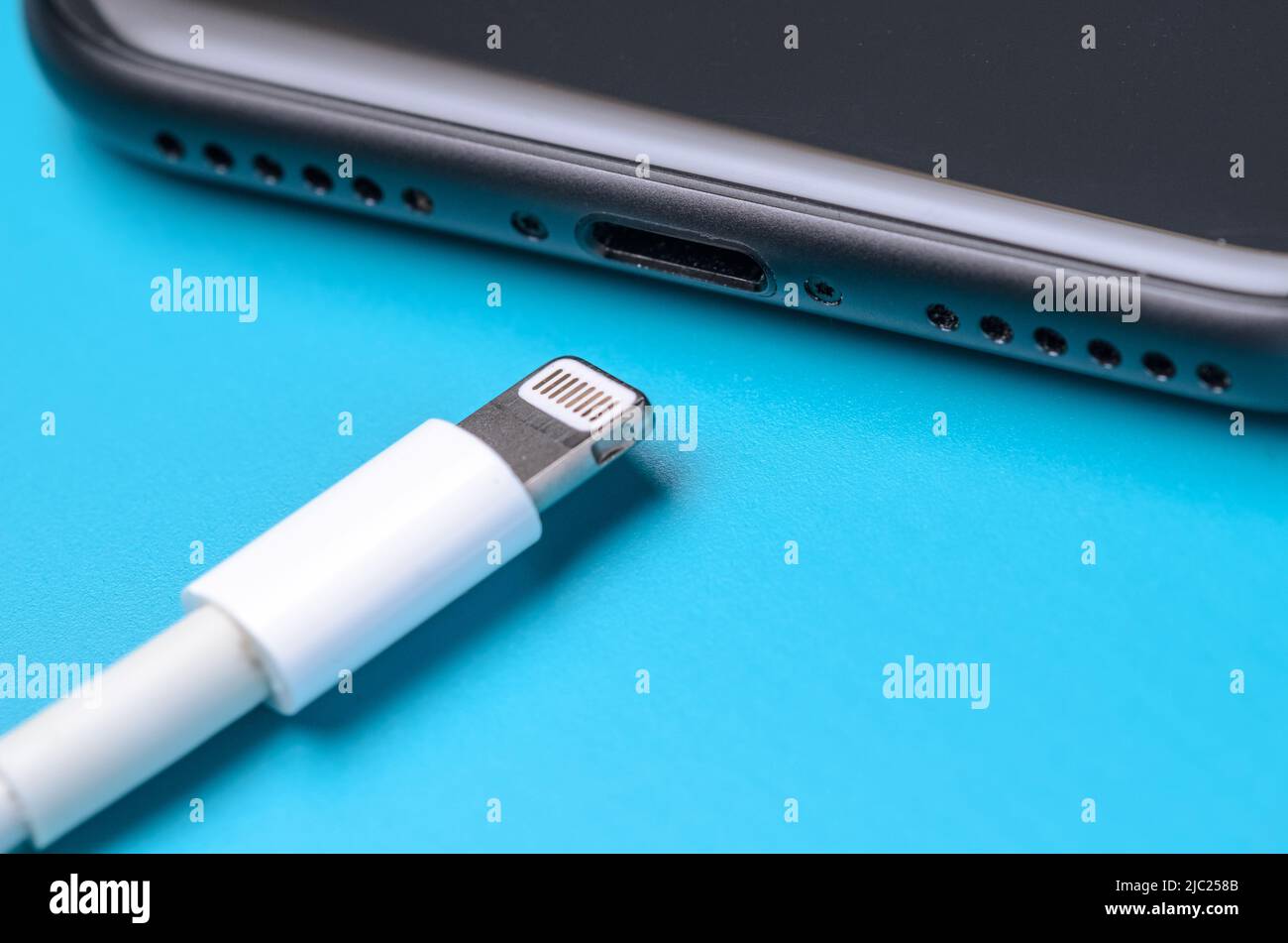 Apple iPhone lightning charger and cable for charging Stock Photo Alamy
