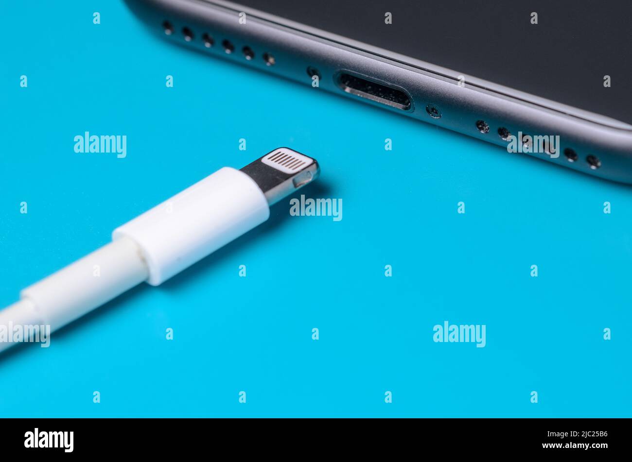 Apple iPhone lightning charger and cable for charging Stock Photo Alamy