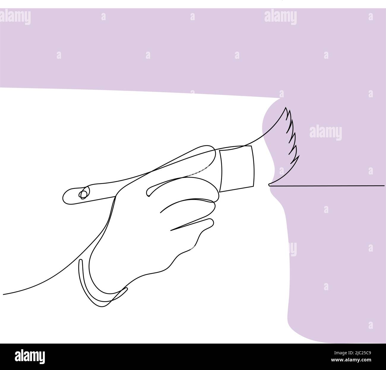Human hand holds paint brushes with paint can Stock Vector