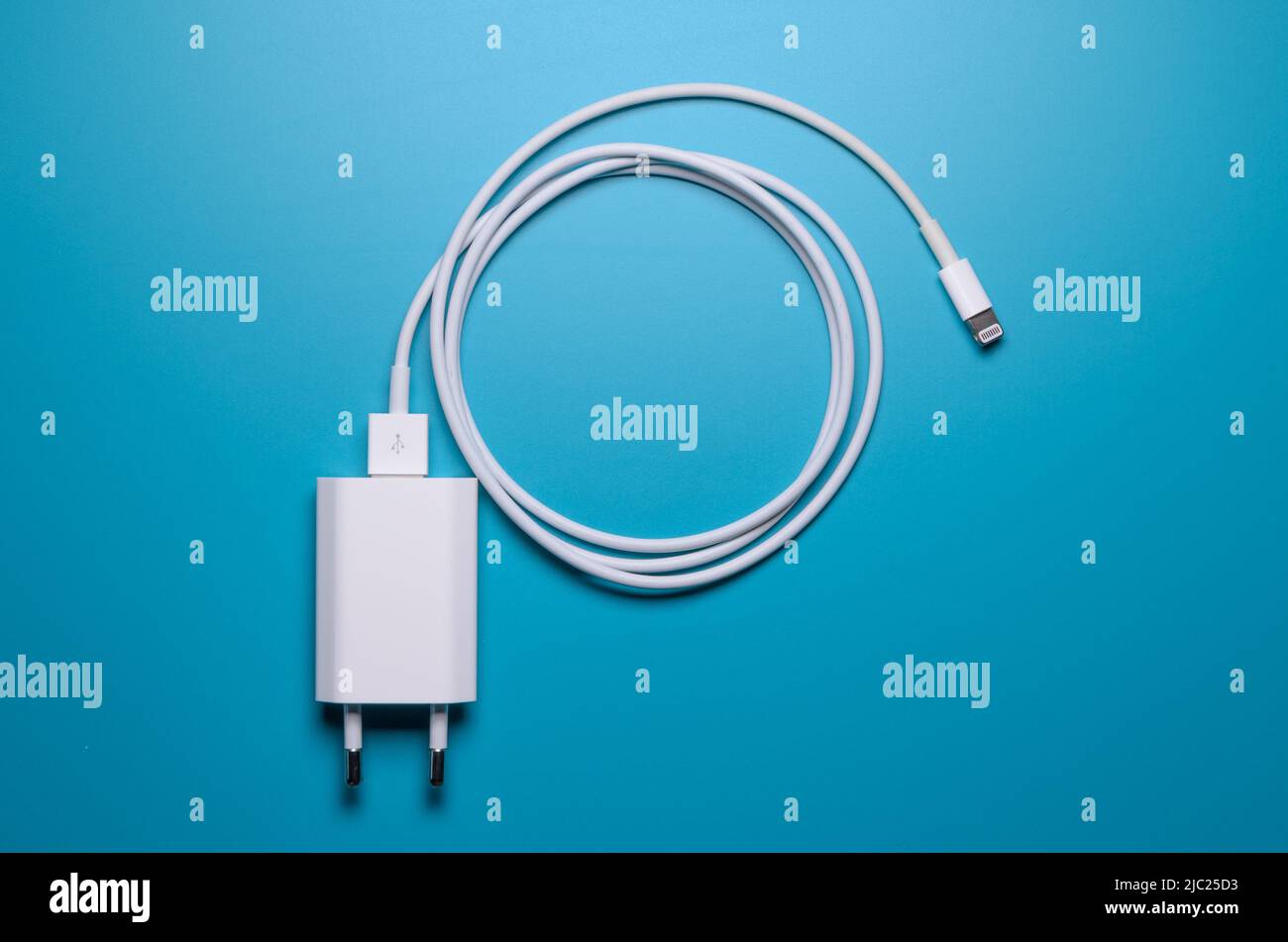 Apple iPhone lightning charger and cable for charging Stock Photo Alamy