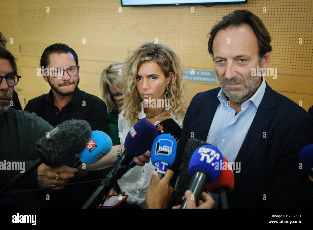 Jean-Baptiste ALARY (L), Emmanuelle FRANCK (C) and Alexandre MARTIN (R),  lawyers for Cédric Jubillar. In the case of the disappearance of Delphine,  who has led her husband Cédric JUBILLAR to pre-trial detention