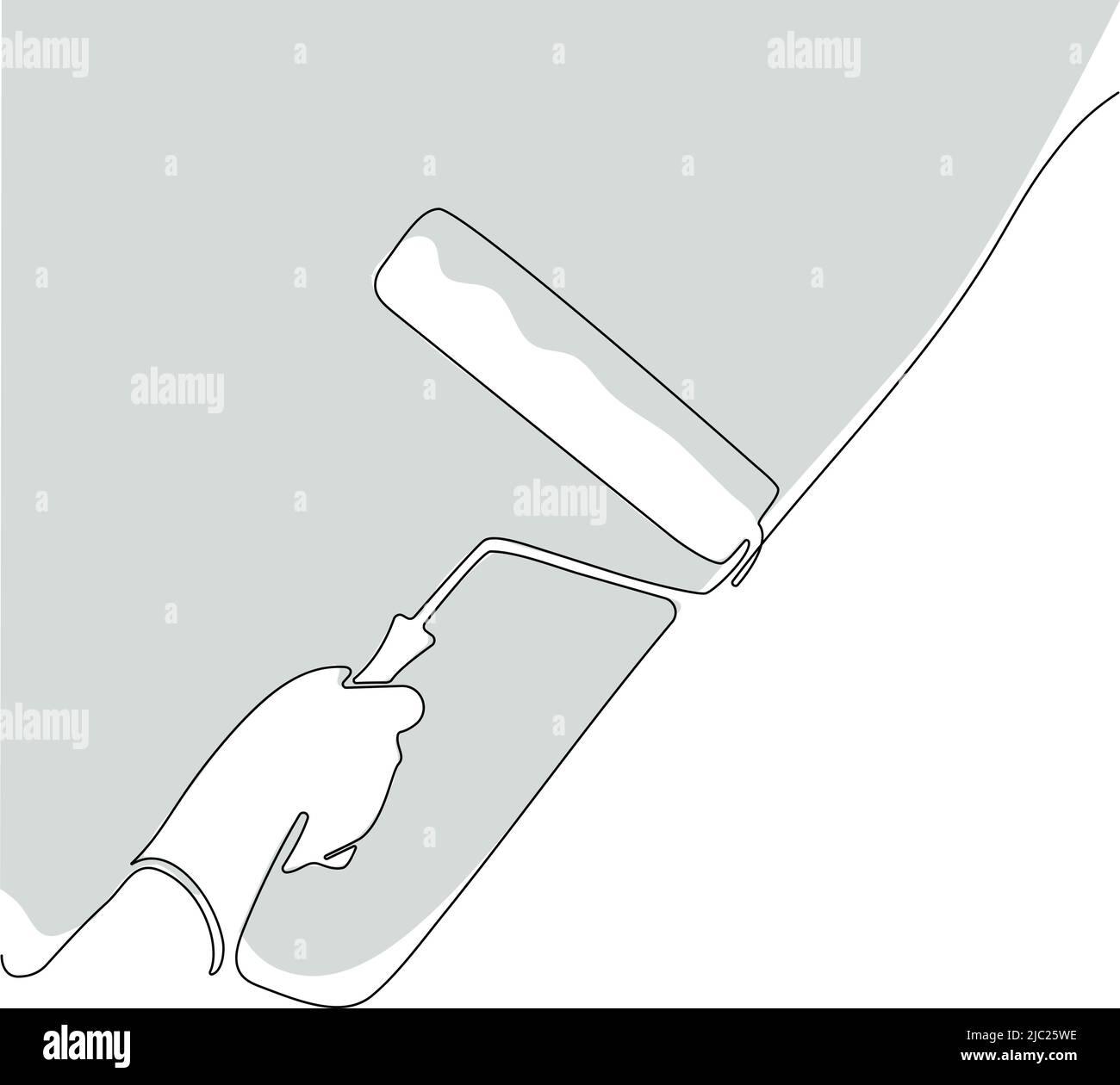 Human hand holds paint brushes with paint can Stock Vector