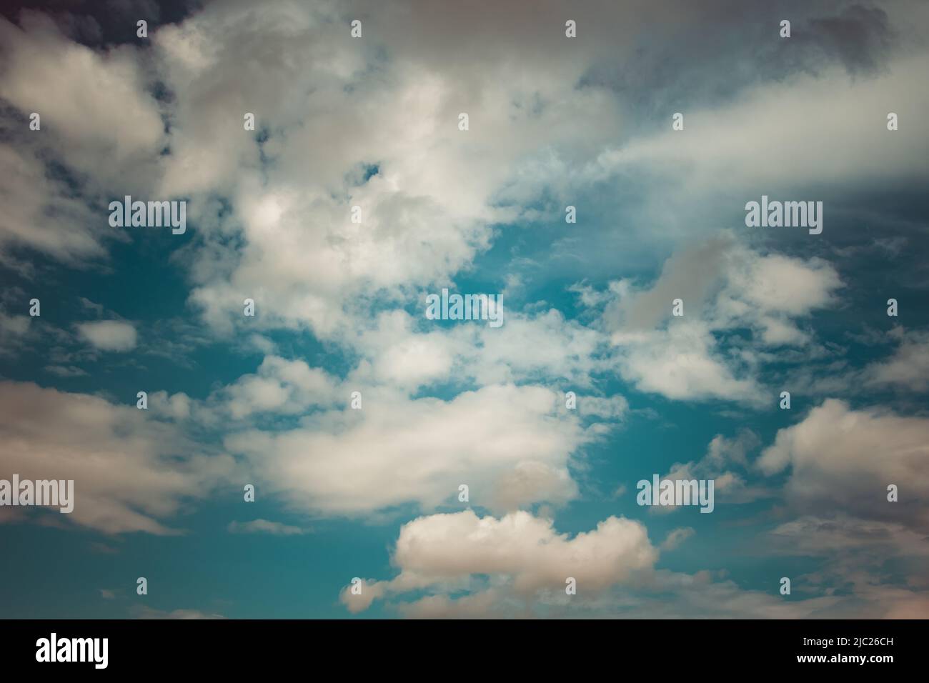 Panorama blue sky with tiny clouds. Sky with cloud on a sunny day. Stock Photo