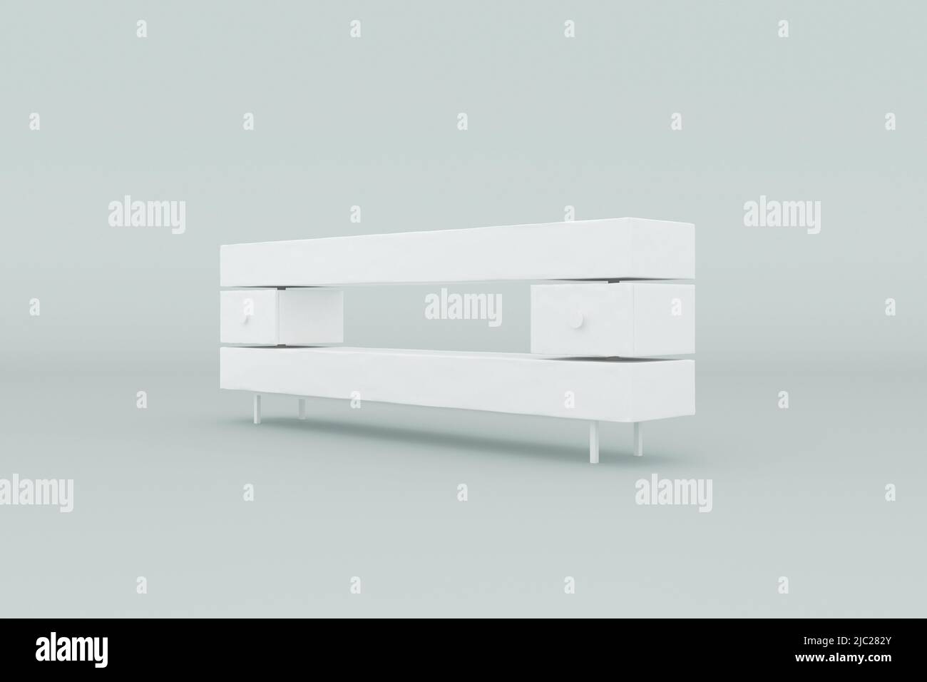 TV cabinet isolated on grey background, 3D rendering. Stock Photo