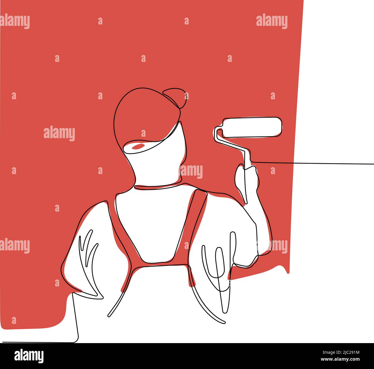 Human hand holds paint brushes with paint can Stock Vector