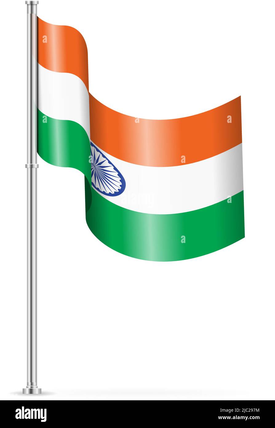 Wavy flag of India on a white background. Vector illustration Stock ...
