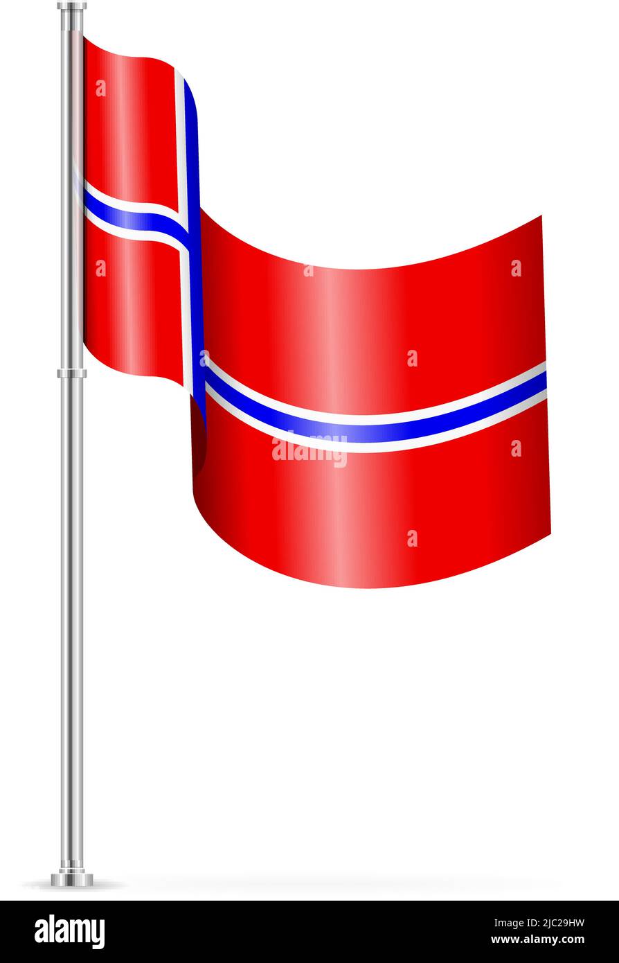 Wavy flag of Norway on a white background. Vector illustration Stock ...