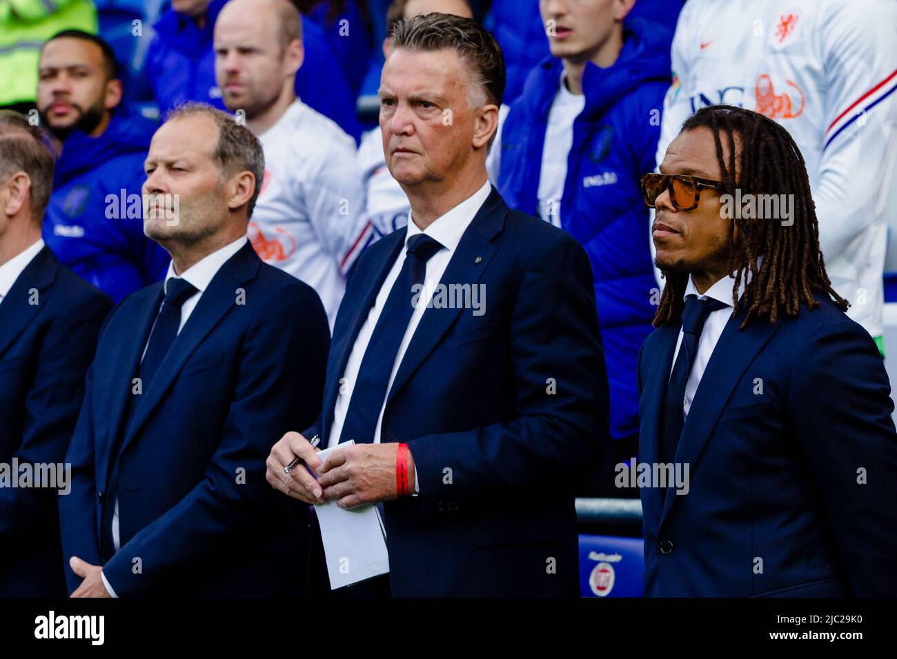 CARDIFF, WALES - 08 JUNE 2022: Edgar Davids during the League A 2022 Nations League fixture between Wales & Netherlands at the Cardiff City Stadium on the 8th of June 2022. (Pic by John Smith/FAW) Stock Photo