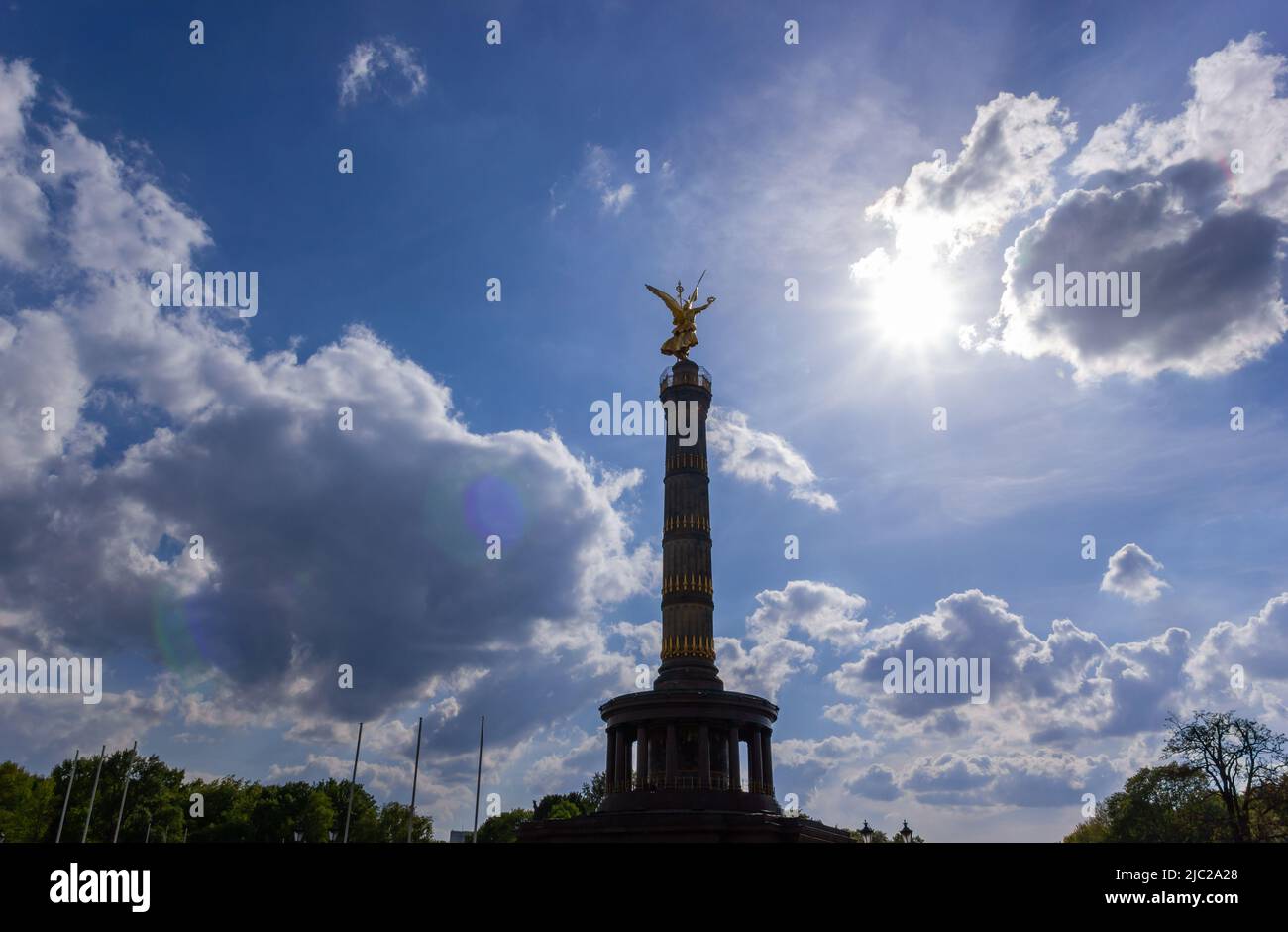 The Golden Statue of Victoria On Top of The Victory Column in Berlin