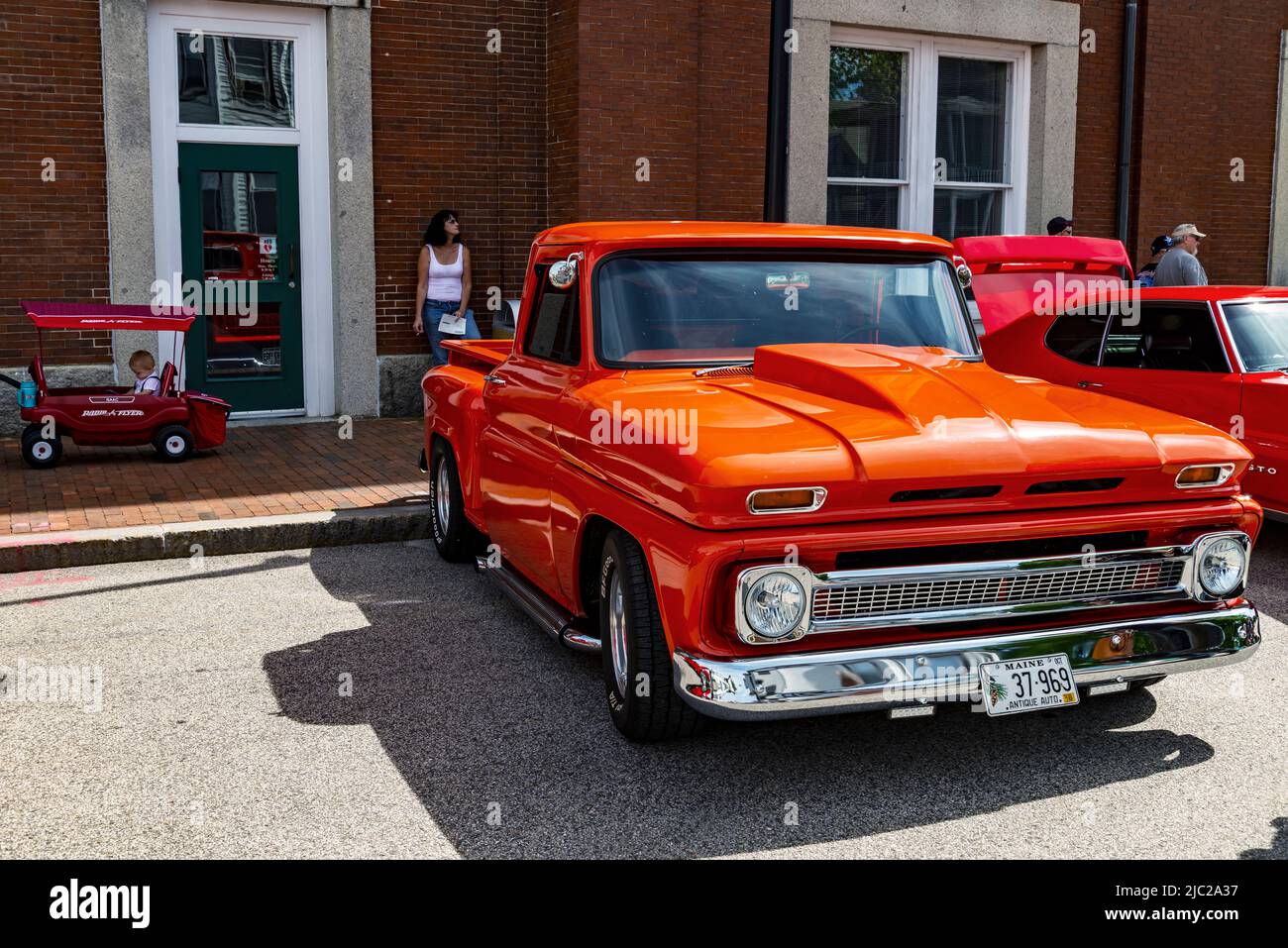 old american car in the annual exhibition in Saco, Maine, USA Stock