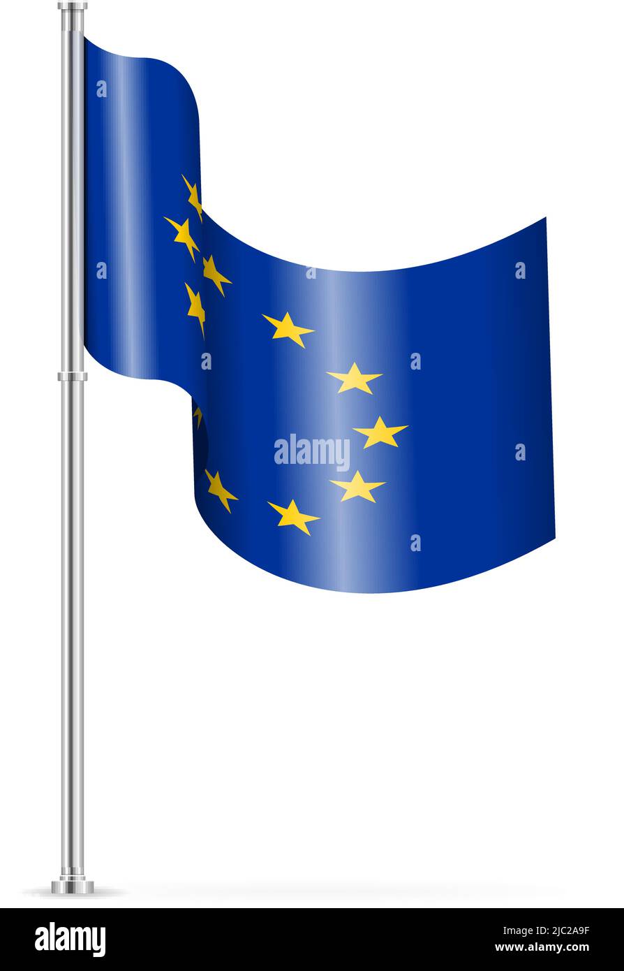 Wavy flag of EU on a white background. Vector illustration Stock Vector ...