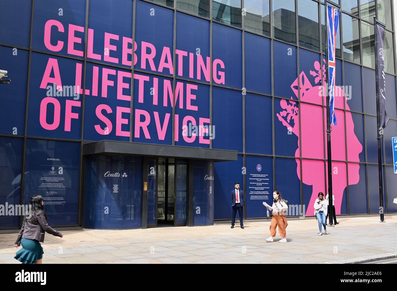 Coutts Bank Platinum Jubilee display celebrating the Queen's lifetime