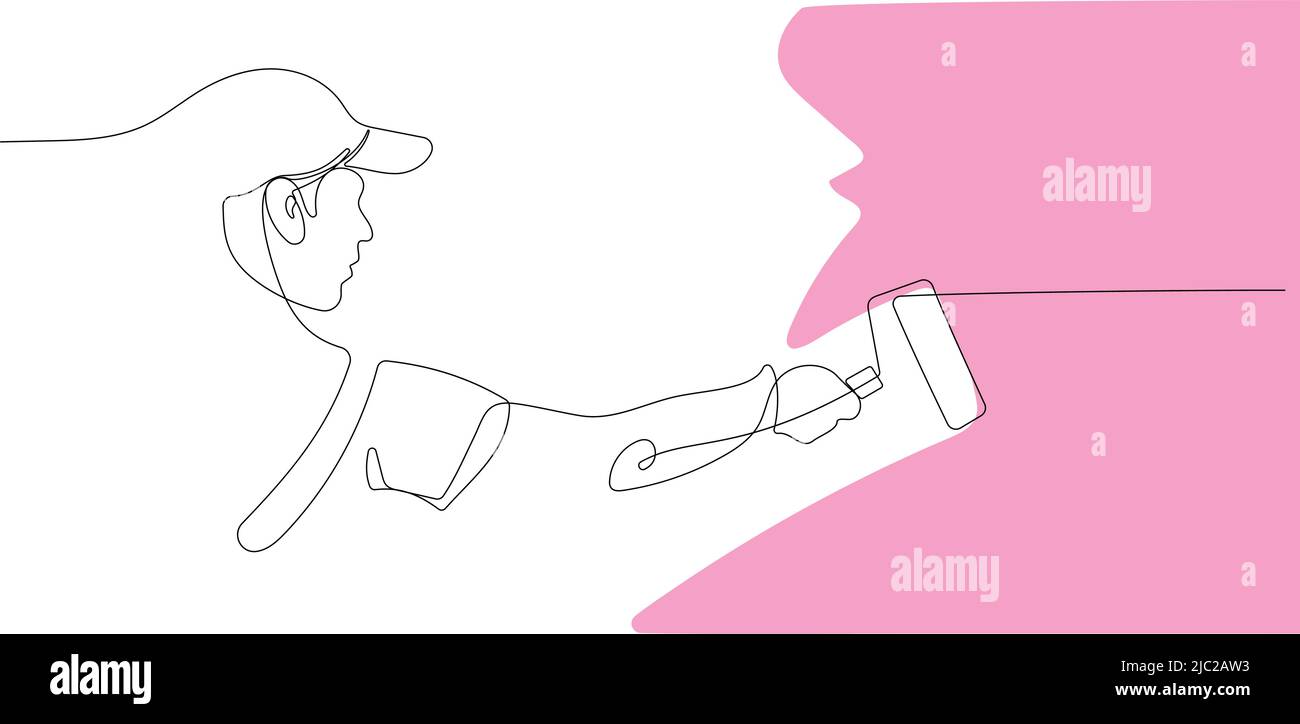 Human hand holds paint brushes with paint can Stock Vector