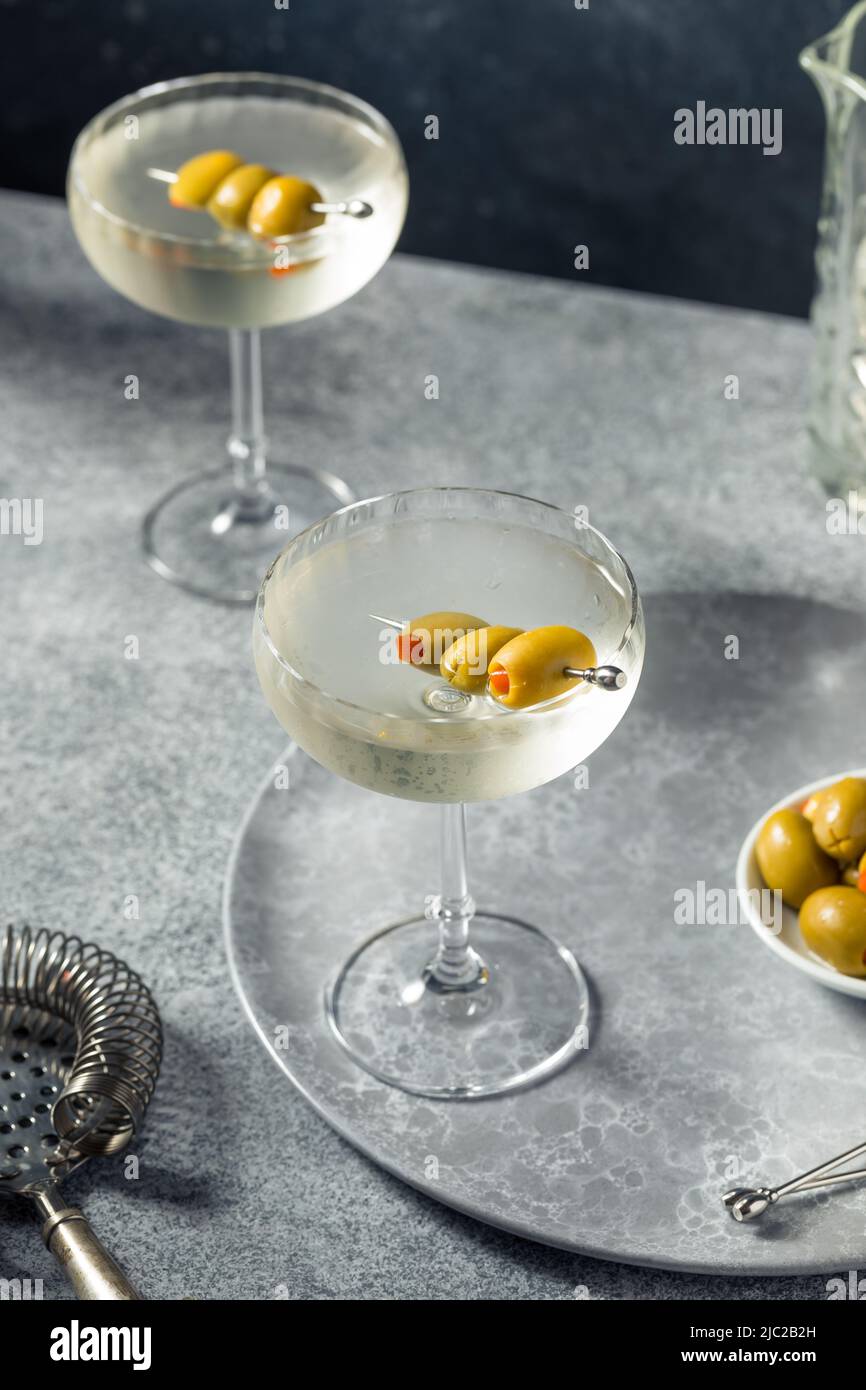 Boozy Refreshing Dry Gin Martini with Olive Garnish Stock Photo Alamy