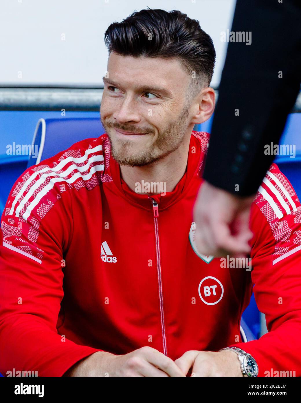 CARDIFF, WALES 08 JUNE 2022 Wales' Kieffer Moore prior to the League