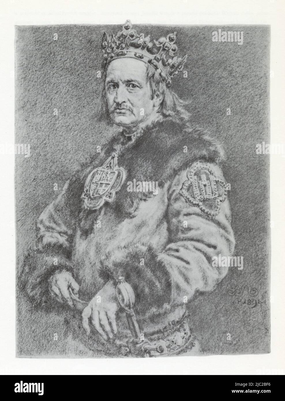JAN MATEJKO.Władysław II Jagiełło (ur. ok. 1362 lub ok. 1352, zm. 1 czerwca 1434 w Gródku) – wielki książę litewski w latach 1377–1381 i 1382–1401, iu Stock Photo