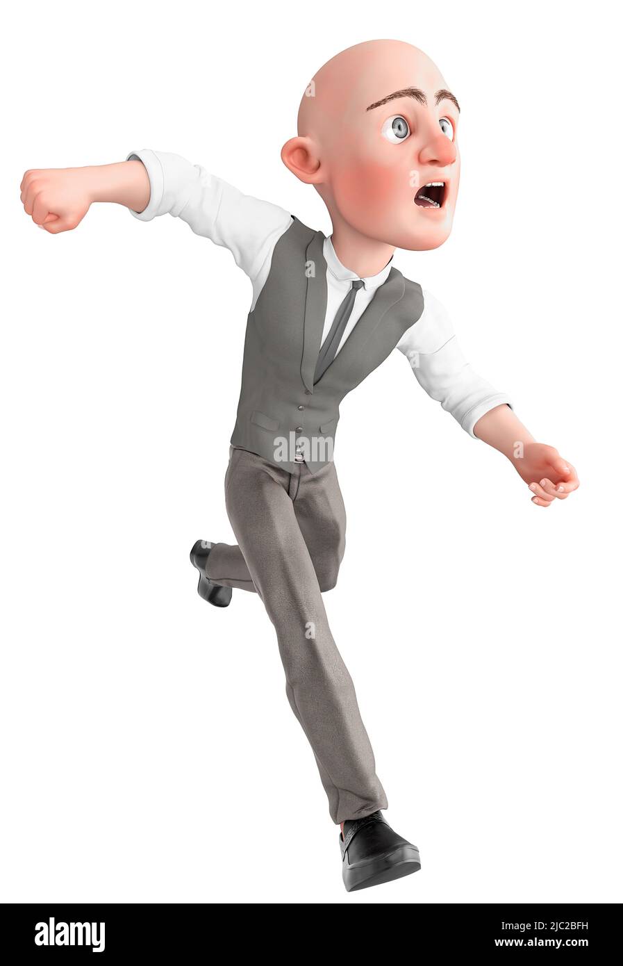 bald businessman is running late, 3d illustration Stock Photo - Alamy