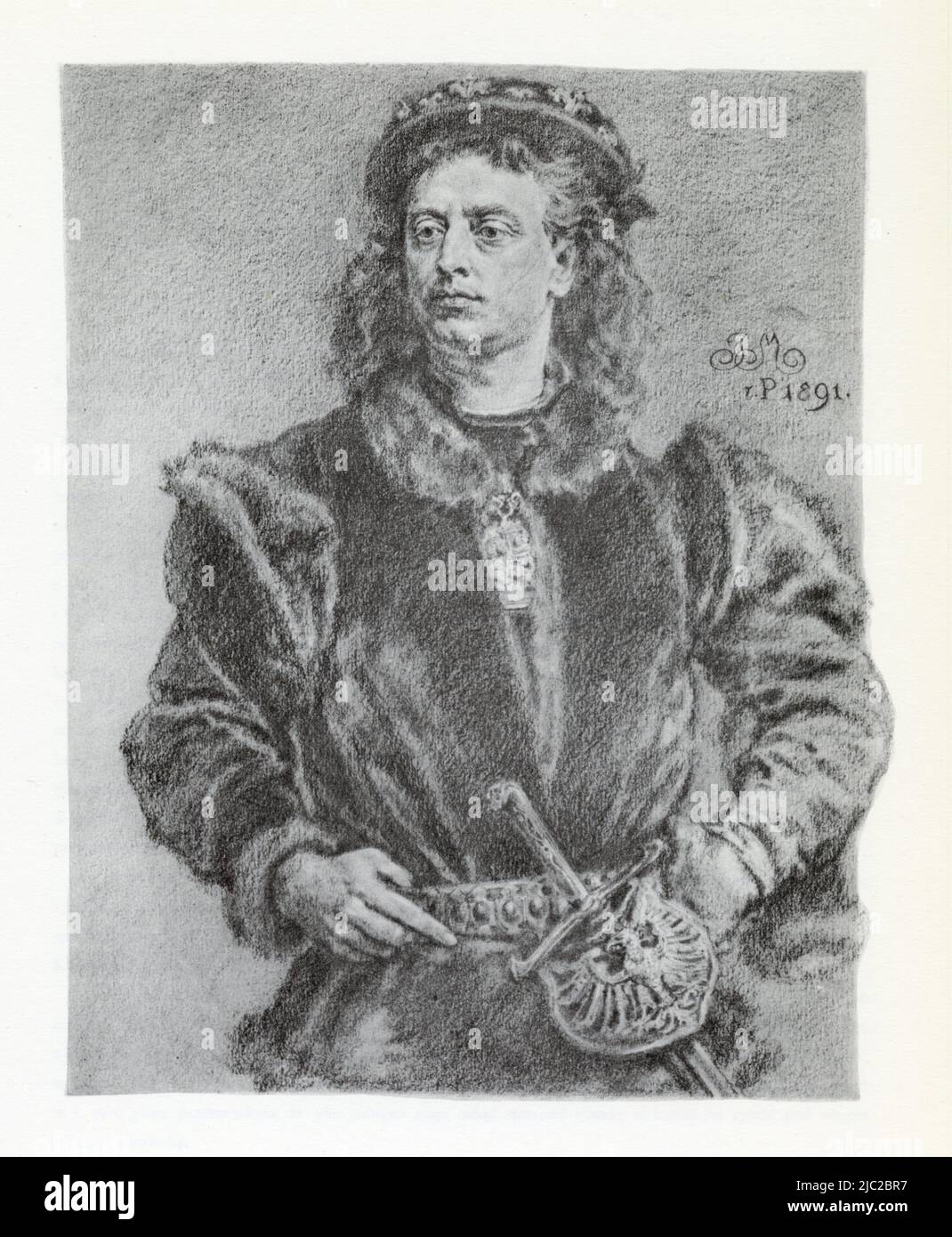 JAN MATEJKO.Jan I Olbracht (Albrecht), (ur. 27 grudnia 1459 w Krakowie, zm. 17 czerwca 1501 w Toruniu) – król Polski w latach 1492–1501, książę głogow Stock Photo