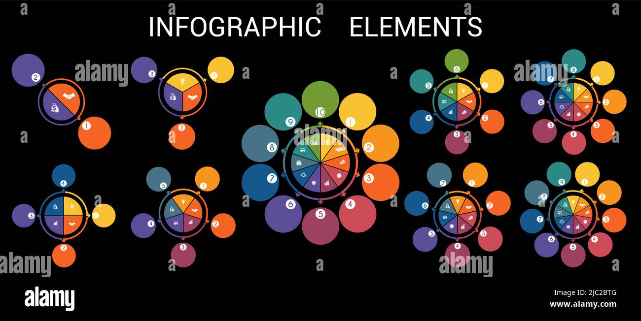 Infographic elements, step by step, colorful circles in circle Stock Vector