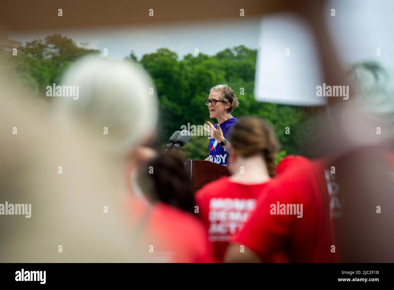 Liz Dunning, Vice President of Development, Brady: United Against Gun Violence, offers remarks during a protest by Everytown for Gun Safety and its grassroots networks, Moms Demand Action and Students Demand Action, near the US Capitol in Washington, Wednesday, June 8, 2022. Photo by Rod Lamkey/CNP/ABACAPRESS.COM Stock Photo