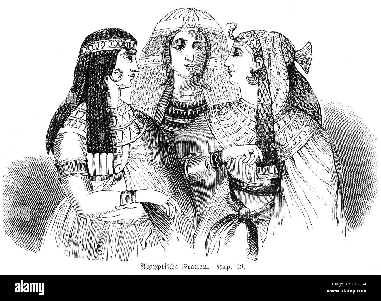 Egyptian women, Bible, Old Testament, First Book of Moses, Genesis, Chapter, Verse, historical Illustration 1850 Stock Photo