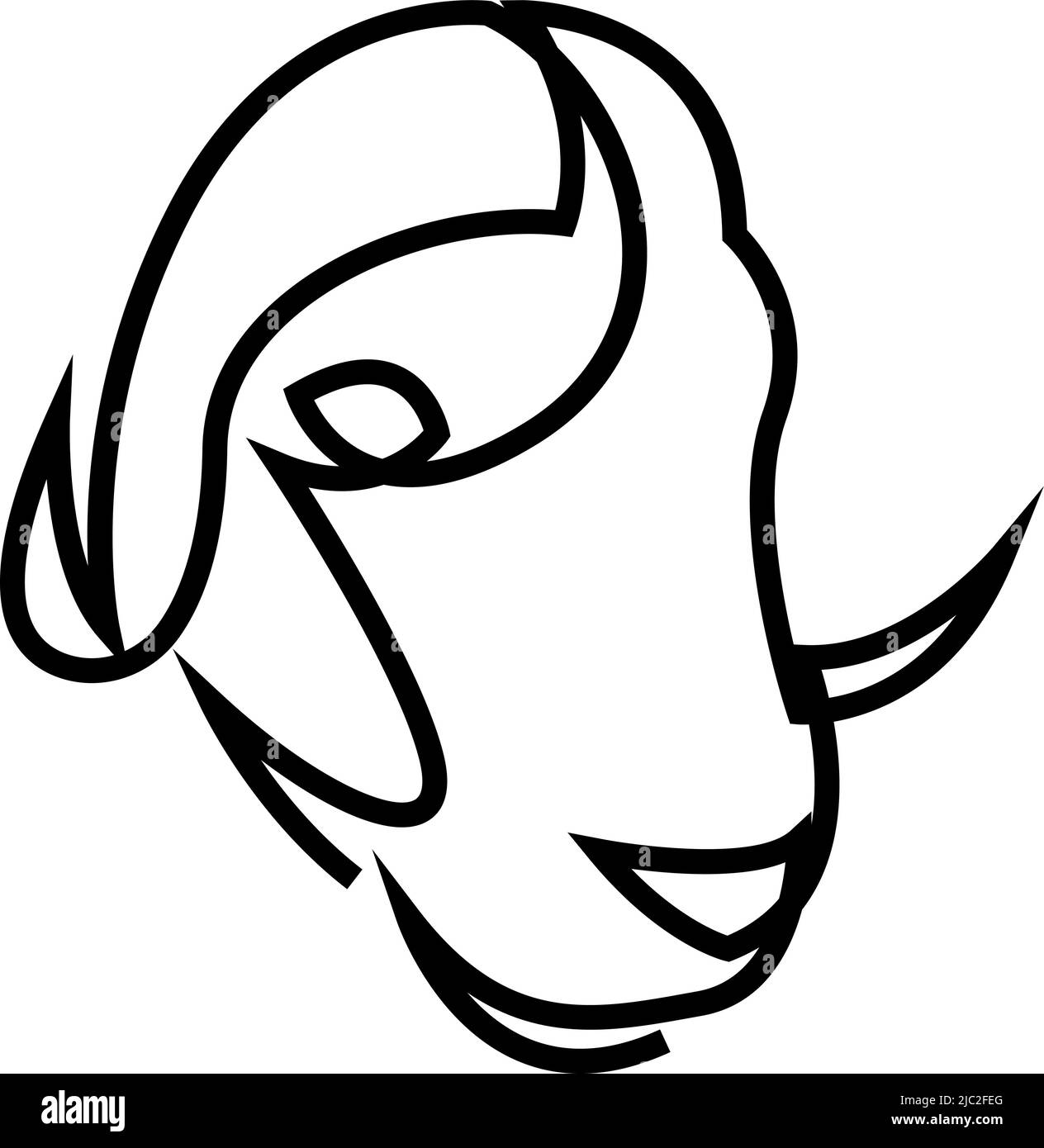 Continuous line musk ox logo. Bull single line vector illustration Stock Vector