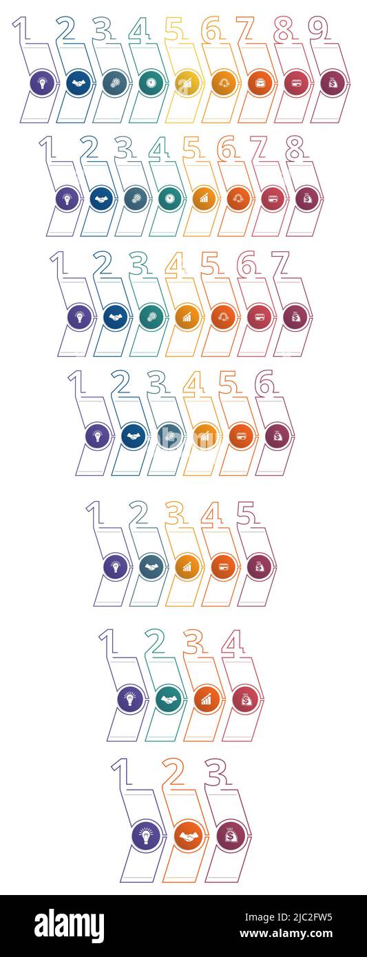 Infographic sets of numbered arrows Stock Vector