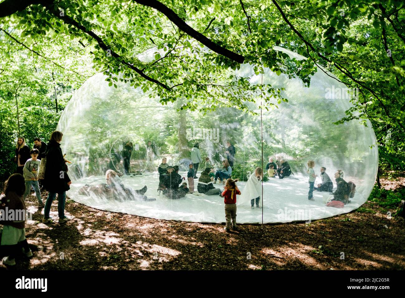 Copenhagen, Denmark. 28th, May 2022. The art installation Sprout Spheres by Plastique Fantastique seen at the Danish science festival Bloom Festival 2022 in Copenhagen. Plastique Fantastique is a German art duo by Marco Canevacci and Yena Young. (Photo credit: Gonzales Photo - Malthe Ivarsson). Stock Photo