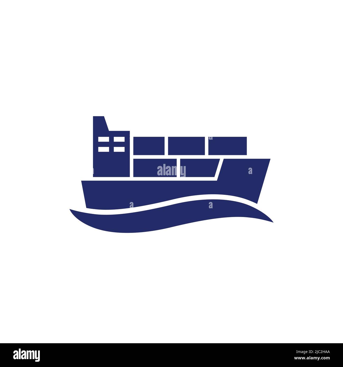 cargo container ship, maritime transport icon Stock Vector
