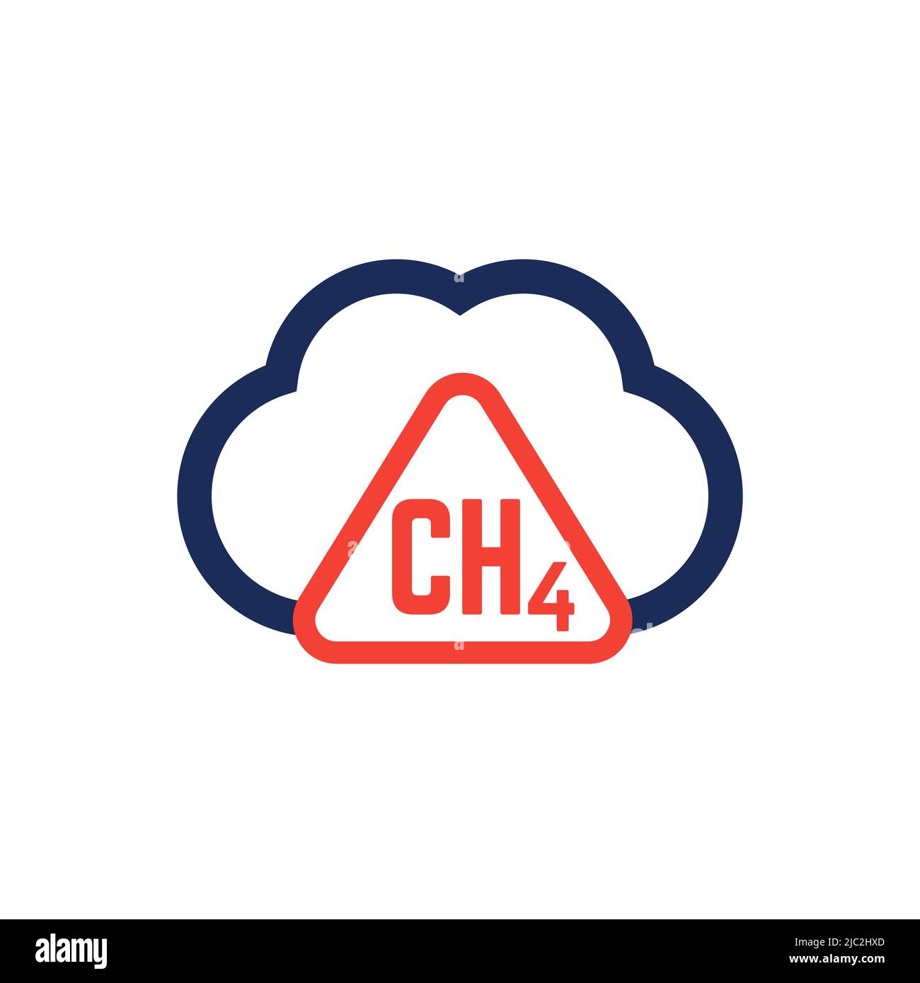 methane emissions, CH4 gas warning icon Stock Vector