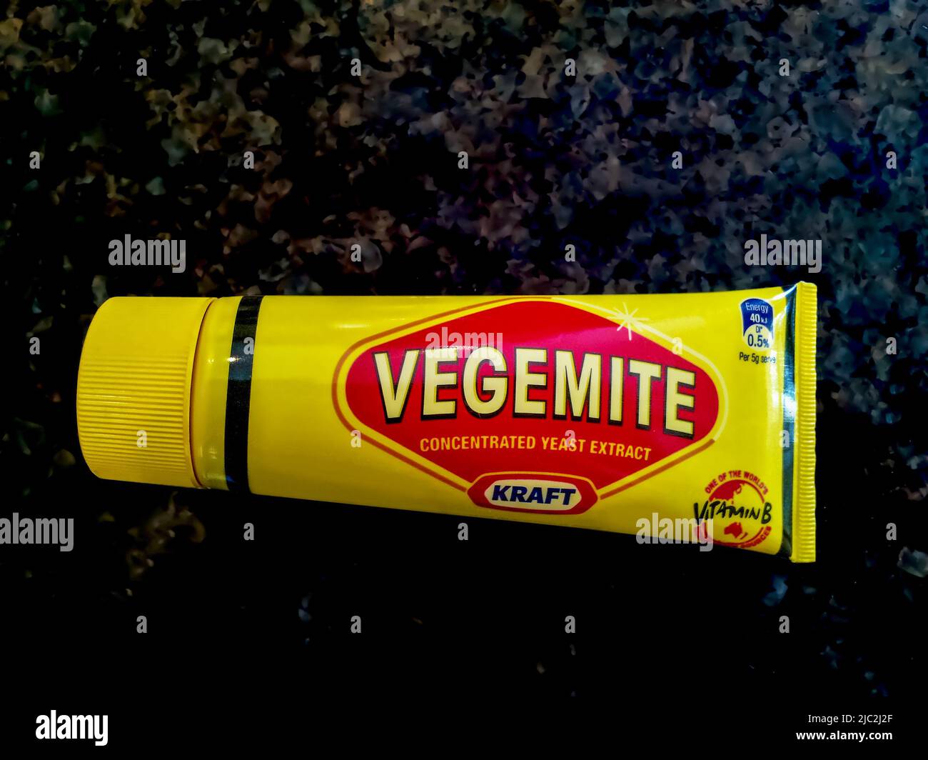 2-14-2014 Tulsa USA - Tube of Kraft Vegemite - Concentrated Yeast Extract - a common Australian food Stock Photo