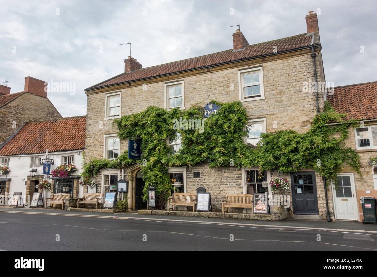The Feathers Hotel and traditional inn in Helmsley, a market town in Ryedale, North Yorkshire, England. Stock Photo