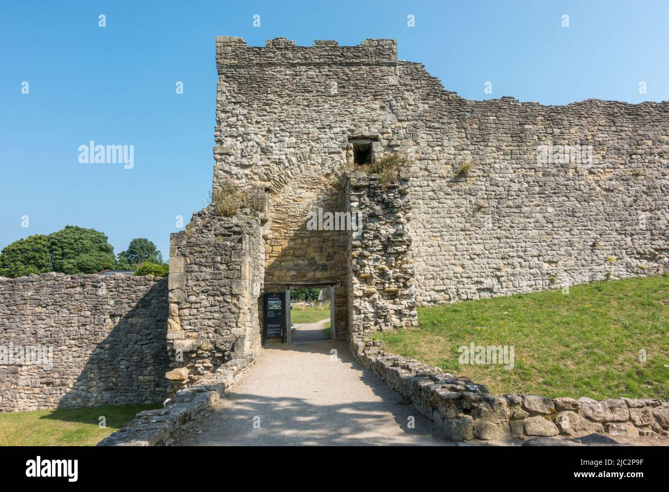 Main entrance to Pickering Castle, a motte-and-bailey fortification in Pickering, North Yorkshire, England. Stock Photo