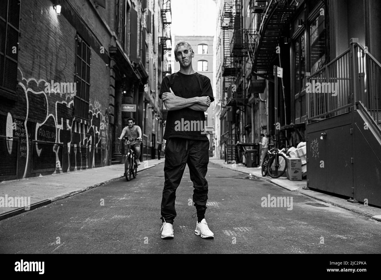 Film Director Maxime Quoilin poses for the photographer during a visit