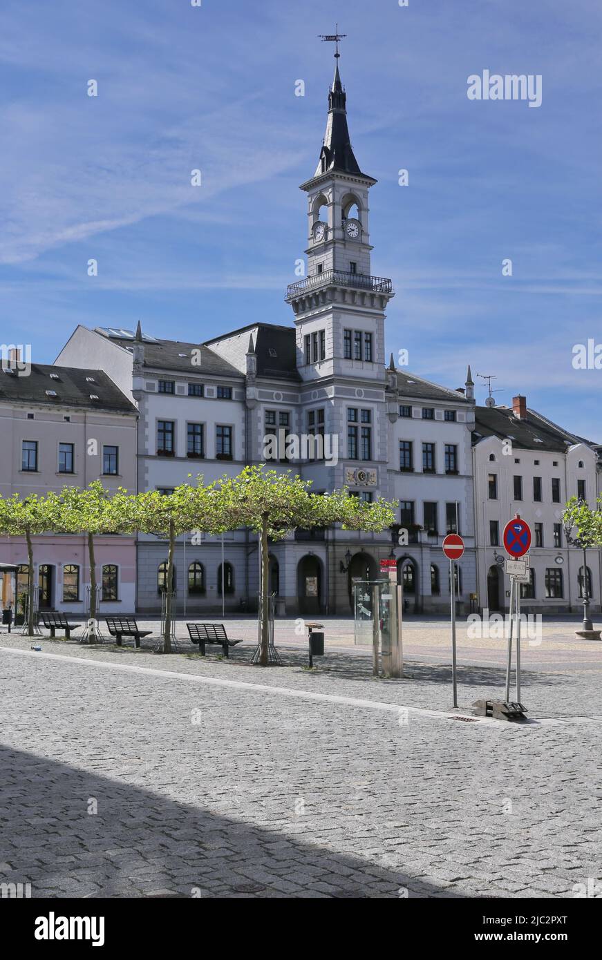 Town hall of Oelsnitz in the Vogtland, Germany Stock Photo
