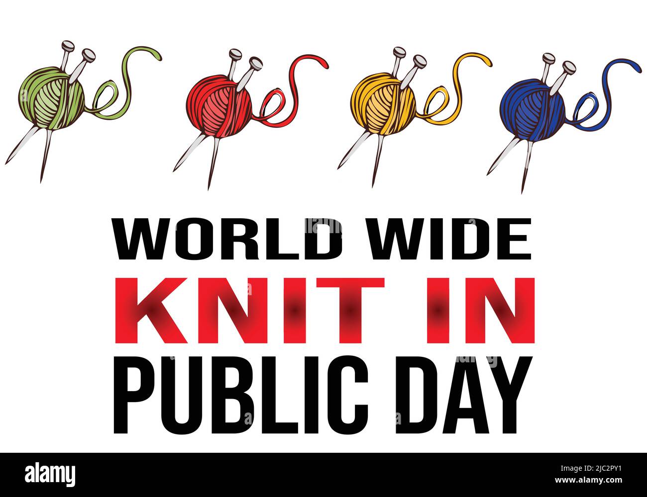 World Wide Knit-In Public Day on June 11 template for banner and poster. Vector Illustration Stock Vector