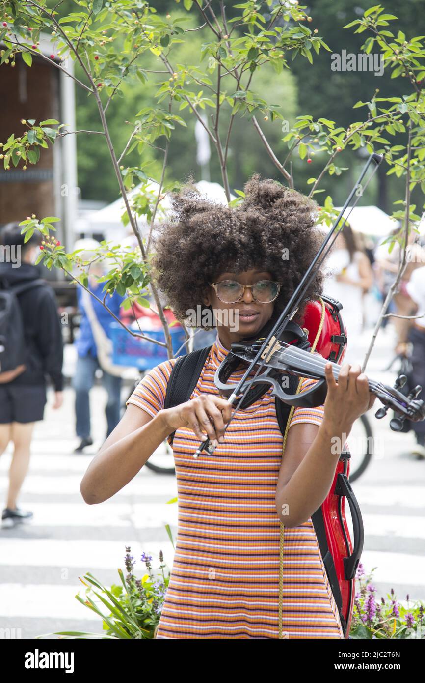She plays clearance the violin