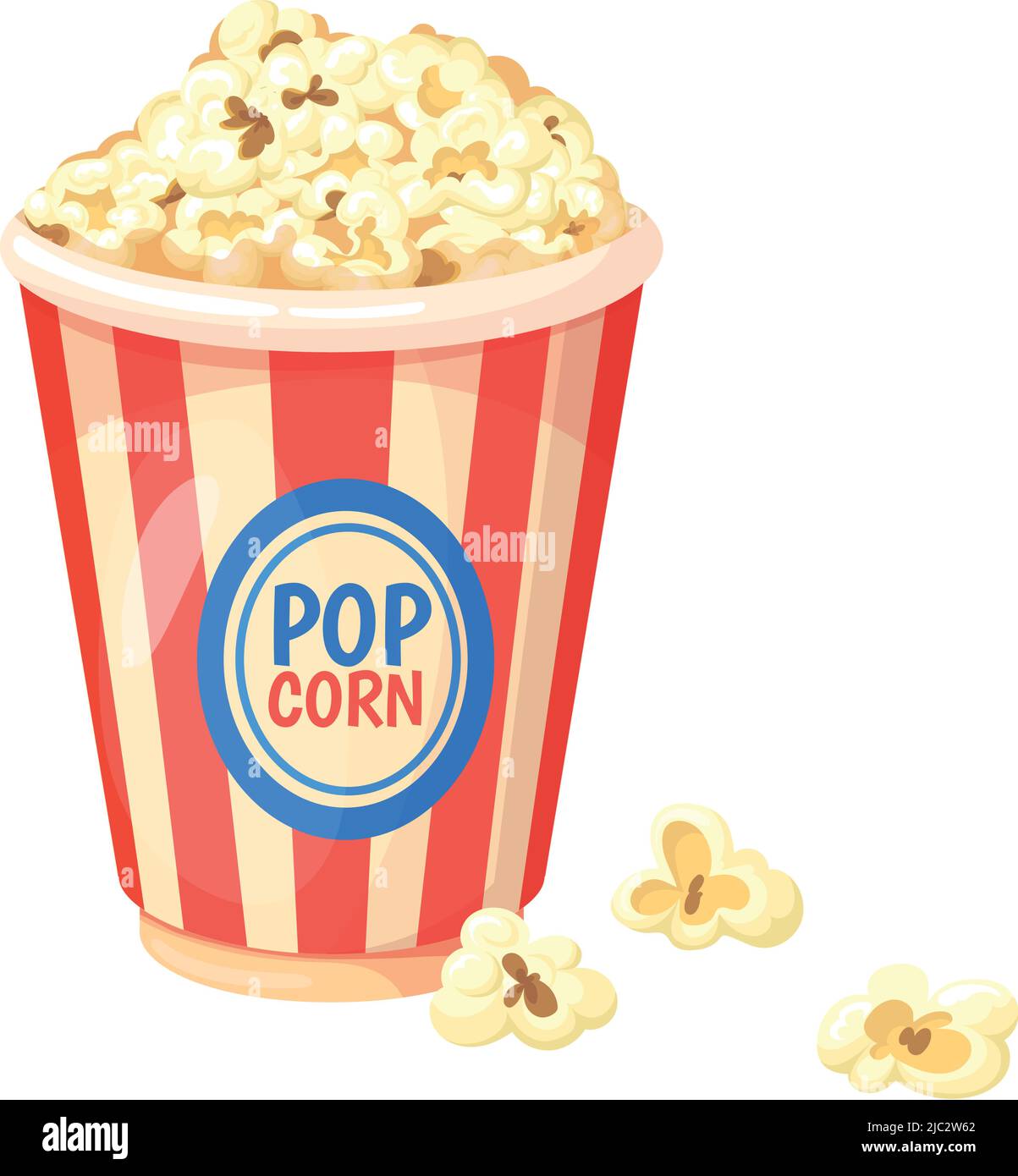 Popcorn bucket icon. Cartoon cinema snack symbol isolated on white