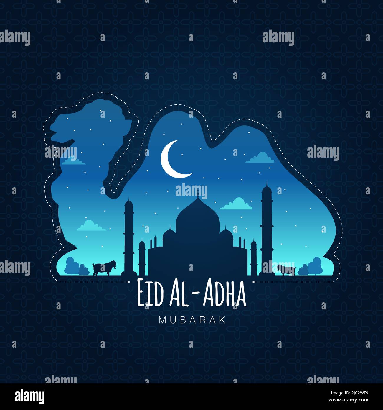 A vector illustration of Eid Al-Adha Greeting Card Stock Vector