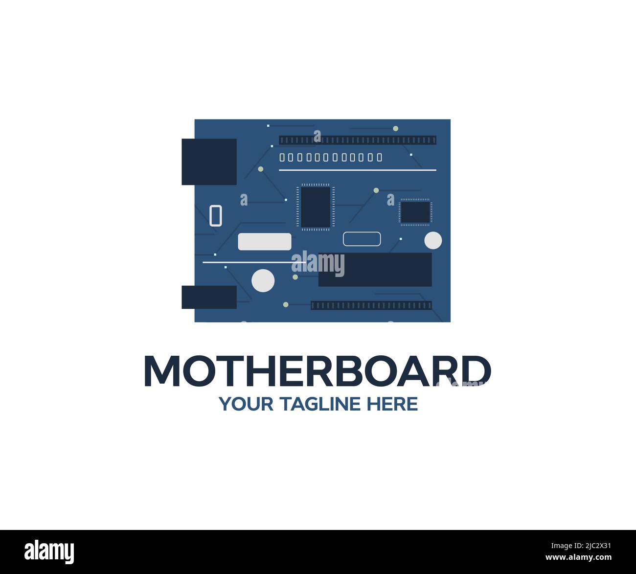 Technology abstract motherboard logo design. Electronic collection - Computer motherboard vector design and illustration. Stock Vector